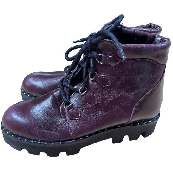 Montelliana NWOB Claudine Leather Lug Sole Boot in Bordeaux Size 40 (US 10) - Picture 4 of 10